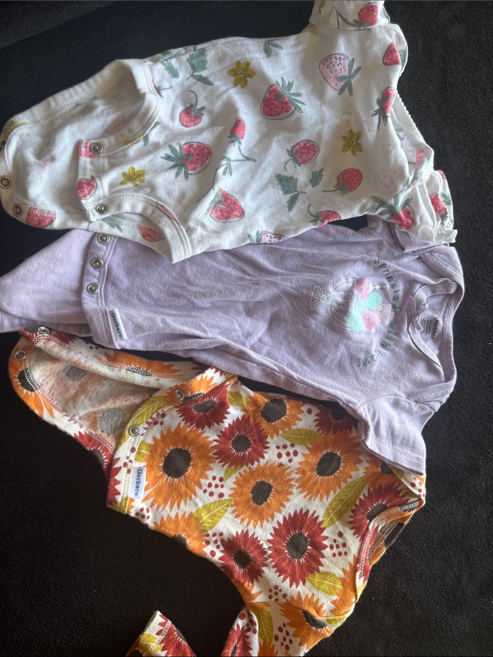 Baby Onesie Bundle - Strawberry, Lavender & Sunflower Prints